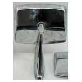 Set of Four Chrome Square Side Mirror Heads with Mounting Arms - Vintage Auto Hardware
