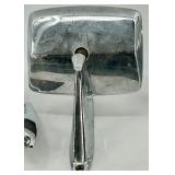 Set of Four Chrome Square Side Mirror Heads with Mounting Arms - Vintage Auto Hardware
