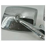 Set of Four Chrome Square Side Mirror Heads with Mounting Arms - Vintage Auto Hardware