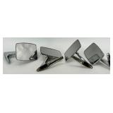 Set of Four Chrome Square Side Mirror Heads with Mounting Arms - Vintage Auto Hardware