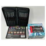 Dual Tips Acrylic Paint Markers & Fantastory Iridescent Metallic Acrylic Paint Set & Paint Brushes