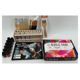 Assorted Art Supplies including NEW Yalida 24 Color Acrylic Paint Set & Draful Dual Tip Markers & Brushes - New in Box