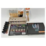 Assorted Art Supplies including NEW Yalida 24 Color Acrylic Paint Set & Draful Dual Tip Markers & Brushes - New in Box