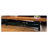 Heavy, Long Wooden Bench with Carved Front Apron