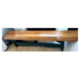 Heavy, Long Wooden Bench with Carved Front Apron
