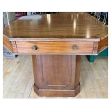 Octagonal Pedestal Game Table with Two Drawers