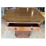 Octagonal Pedestal Game Table with Two Drawers