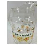 J. L. Clark Glass Pitcher & Floral Canisters - Rockford IL USA (Lot of 3)