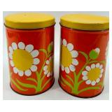 J. L. Clark Glass Pitcher & Floral Canisters - Rockford IL USA (Lot of 3)