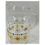 J. L. Clark Glass Pitcher & Floral Canisters - Rockford IL USA (Lot of 3)