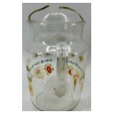 J. L. Clark Glass Pitcher & Floral Canisters - Rockford IL USA (Lot of 3)