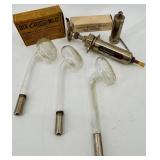 Six Action No. 12 Flash Light Cartridges & Glass Barrel Syringe - Vintage Lab Equipment