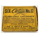 Six Action No. 12 Flash Light Cartridges & Glass Barrel Syringe - Vintage Lab Equipment