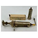 Six Action No. 12 Flash Light Cartridges & Glass Barrel Syringe - Vintage Lab Equipment