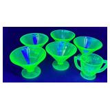 Federal Glass Uranium Sherbet Glasses & Creamer