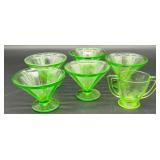 Federal Glass Uranium Sherbet Glasses & Creamer