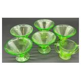 Federal Glass Uranium Sherbet Glasses & Creamer