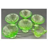 Federal Glass Uranium Sherbet Glasses & Creamer