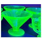 Federal Glass Uranium Sherbet Glasses & Creamer