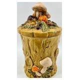 Vintage Geo. Z. Lefton Mushroom Lidded Jar with Bark-Textured Base