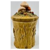 Vintage Geo. Z. Lefton Mushroom Lidded Jar with Bark-Textured Base