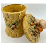 Vintage Geo. Z. Lefton Mushroom Lidded Jar with Bark-Textured Base
