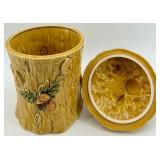 Vintage Geo. Z. Lefton Mushroom Lidded Jar with Bark-Textured Base