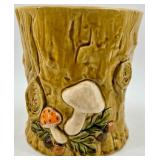 Vintage Geo. Z. Lefton Mushroom Lidded Jar with Bark-Textured Base