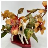 Vintage Lighted Console Deer Lamp, Vintage Ceramic Bunny Candle Holder & Bee Dish (Lot of 3)