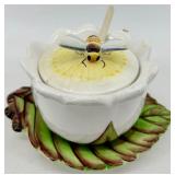Vintage Lighted Console Deer Lamp, Vintage Ceramic Bunny Candle Holder & Bee Dish (Lot of 3)