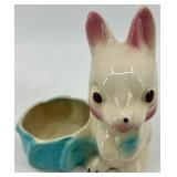 Vintage Lighted Console Deer Lamp, Vintage Ceramic Bunny Candle Holder & Bee Dish (Lot of 3)