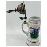 Kaiser Regimental Beer Stein - West Germany Porcelain With Pewter Lid