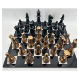 Marble Chessboard with Metal Playing Pieces