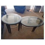 2 galss top end tables. As shown. CASH ON SITE ONLY. PICKUP IS TUESDAY MAY 19TH FROM 11 AM TO 4 PM. REGARDLESS WHAT THE SCHEDULE STATES.