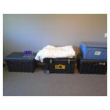 4 bins of misc clothes with bins. As shown. CASH ON SITE ONLY. PICKUP IS TUESDAY MAY 19TH FROM 11 AM TO 4 PM. REGARDLESS WHAT THE SCHEDULE STATES.