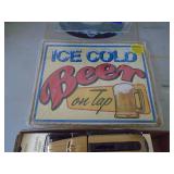 Diecast items with beer sign. As shown. CASH ON SITE ONLY. PICKUP IS TUESDAY MAY 19TH FROM 11 AM TO 4 PM. REGARDLESS WHAT THE SCHEDULE STATES.