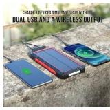 Dartwood 16000 mAh Solar Power Bank - Qi Portable Wireless Charger with USB Type C Input