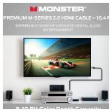 Monster M-Series Certified Premium HDMI Cable 2.0, Features 4K Ultra HD at 60Hz Refresh Rate, Duraflex Jacket, and Triple Layer Shielding, 22.5 Gbps - 16 ft