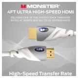 Monster HDMI Cable 4k Ultra HD with Ethernet - Corrosion-Resistant 24k Rose Gold Contacts and V-Grip Connection - HDMI Cable for PS3 and Computer Monitor - 4 FT