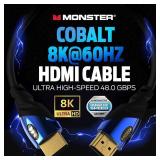Monster 6Ft Ultra High-Speed Cobalt 2.1 HDMI Electronic Cable - 48Gbps with eARC, 8K at 60Hz for Superior Video Sound Quality for Playstation PS5, Xbox Series X, Roku, Apple, Smart Television