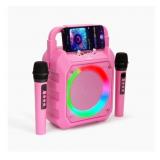 NEW JOYC Brands JOYC Mic Drop Karaoke Machine with 2 Wireless Mics & RGB Lights - PINK