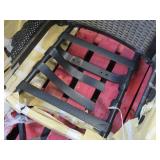 Pair of USED Outdoor Wicker Swivel Chairs - Missing hardware and cushions, broken straps.