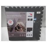 NEW Norsk Reversible Foam Flooring, Black and Gray, 22.44" x 22.44" x .53", 12 Tiles (42 Sq. Ft. Coverage)