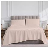 NEW Purity Home 400 Thread Count 100% Cotton Wrinkle Resistant Sateen Sheet Set - King, Blush