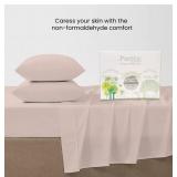 NEW Purity Home 400 Thread Count 100% Cotton Wrinkle Resistant Sateen Sheet Set - King, Blush