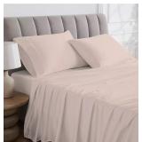 NEW Purity Home 400 Thread Count 100% Cotton Wrinkle Resistant Sateen Sheet Set - King, Blush
