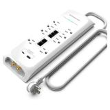 Monster Power Surge Protector w/ 4,050 Jules - 8 Outlets, USB-A & USB-C,(6FT Cord, White)