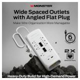 Monster Power Surge Protector w/ 4,050 Jules - 8 Outlets, USB-A & USB-C,(6FT Cord, White)