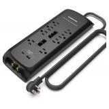 Monster Power Surge Protector w/ 4,050 Jules - 8 Outlets, USB-A & USB-C,(6FT Cord, Black)