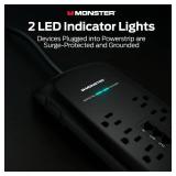 Monster Power Surge Protector w/ 4,050 Jules - 8 Outlets, USB-A & USB-C,(6FT Cord, Black)